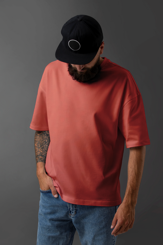Oversized Plan Coral T-shirts for Men